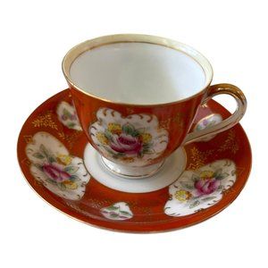 Teacup and Saucer Demitasse Vintage Gold China Occupied Japan 1947 - 1952